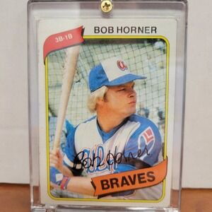 1980 Topps Bob‎ Horner autographed baseball card